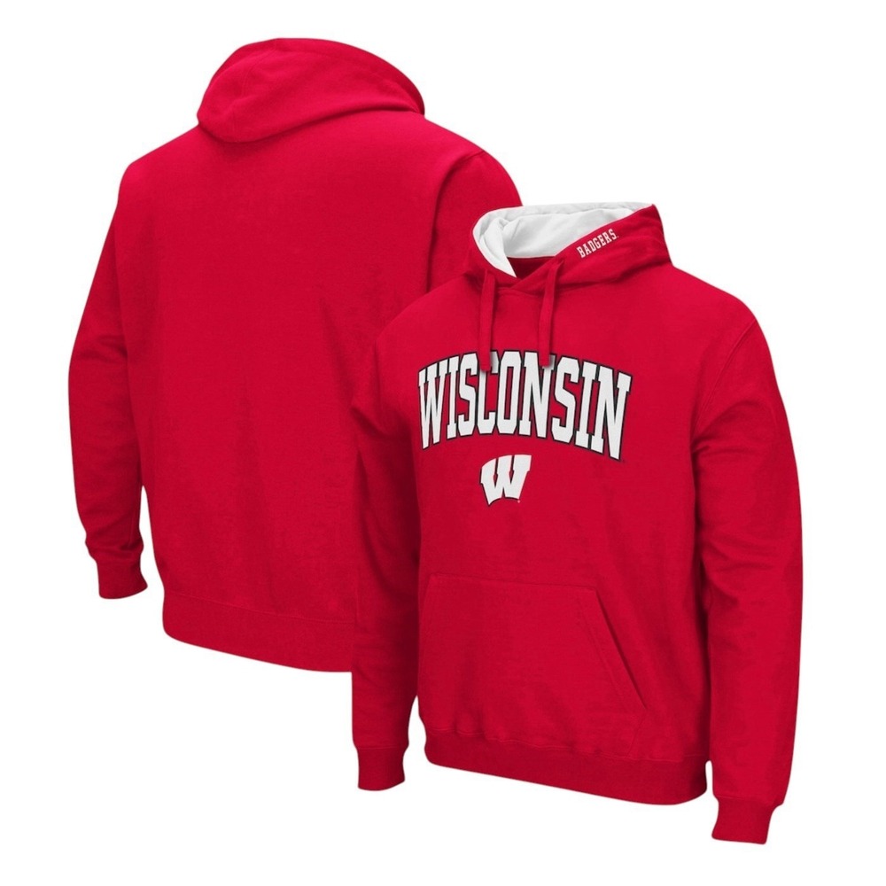 Wisconsin Badgers U of WI Colosseum Hoodie Mens Small Red Sweatshirt Fleece NCAA